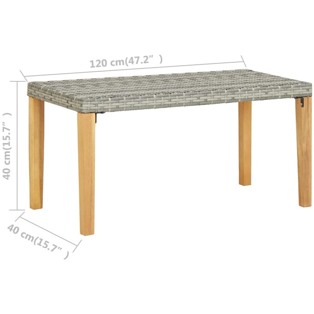 Panchina da Giardino 120 cm Grigia Polyrattan e Legno Acacia - Foto 11