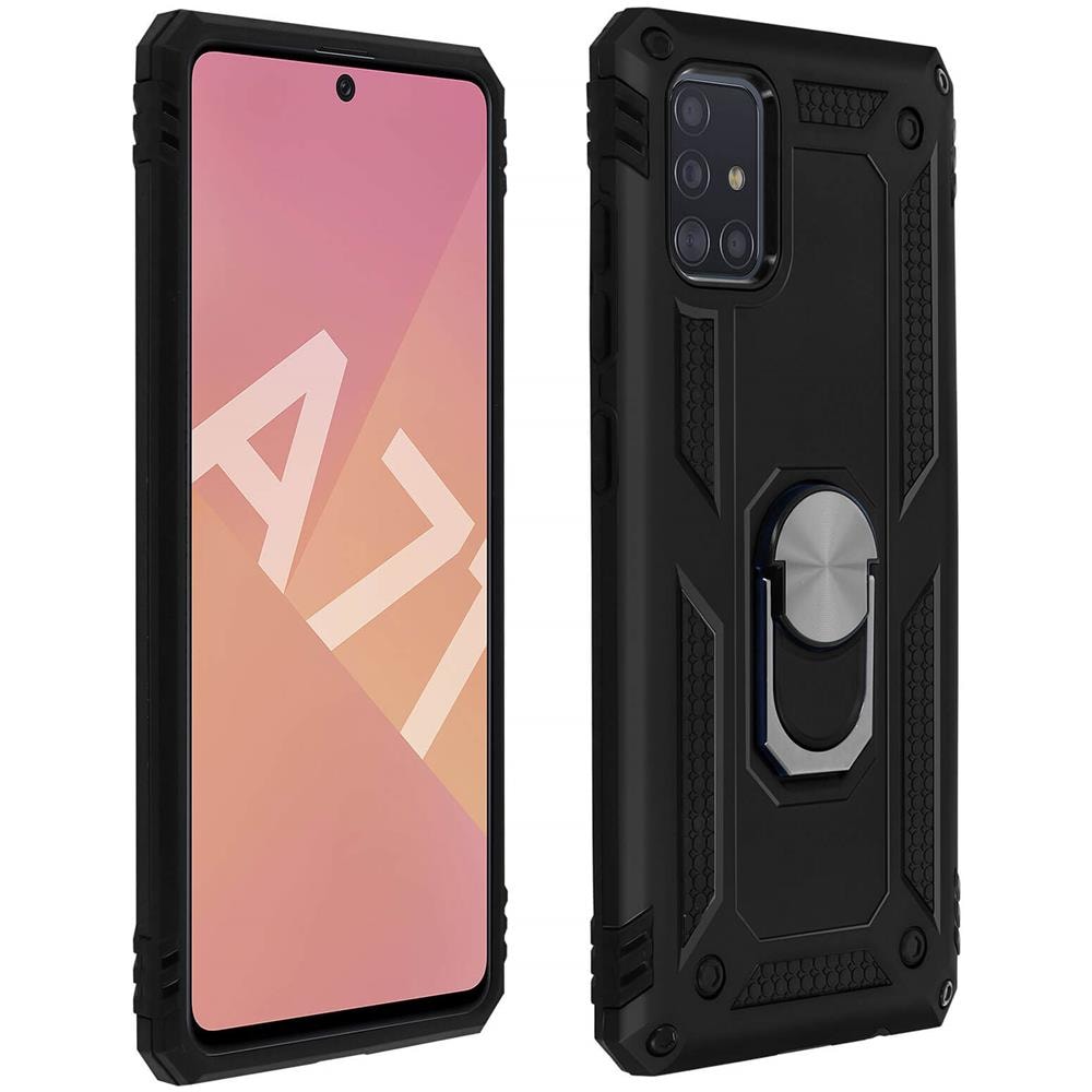 Cover Samsung Galaxy A71 Bi-materia Anello Magnetico Stand Nero - Foto 1
