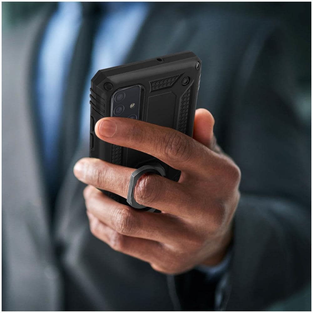 Cover Samsung Galaxy A71 Bi-materia Anello Magnetico Stand Nero - Foto 5