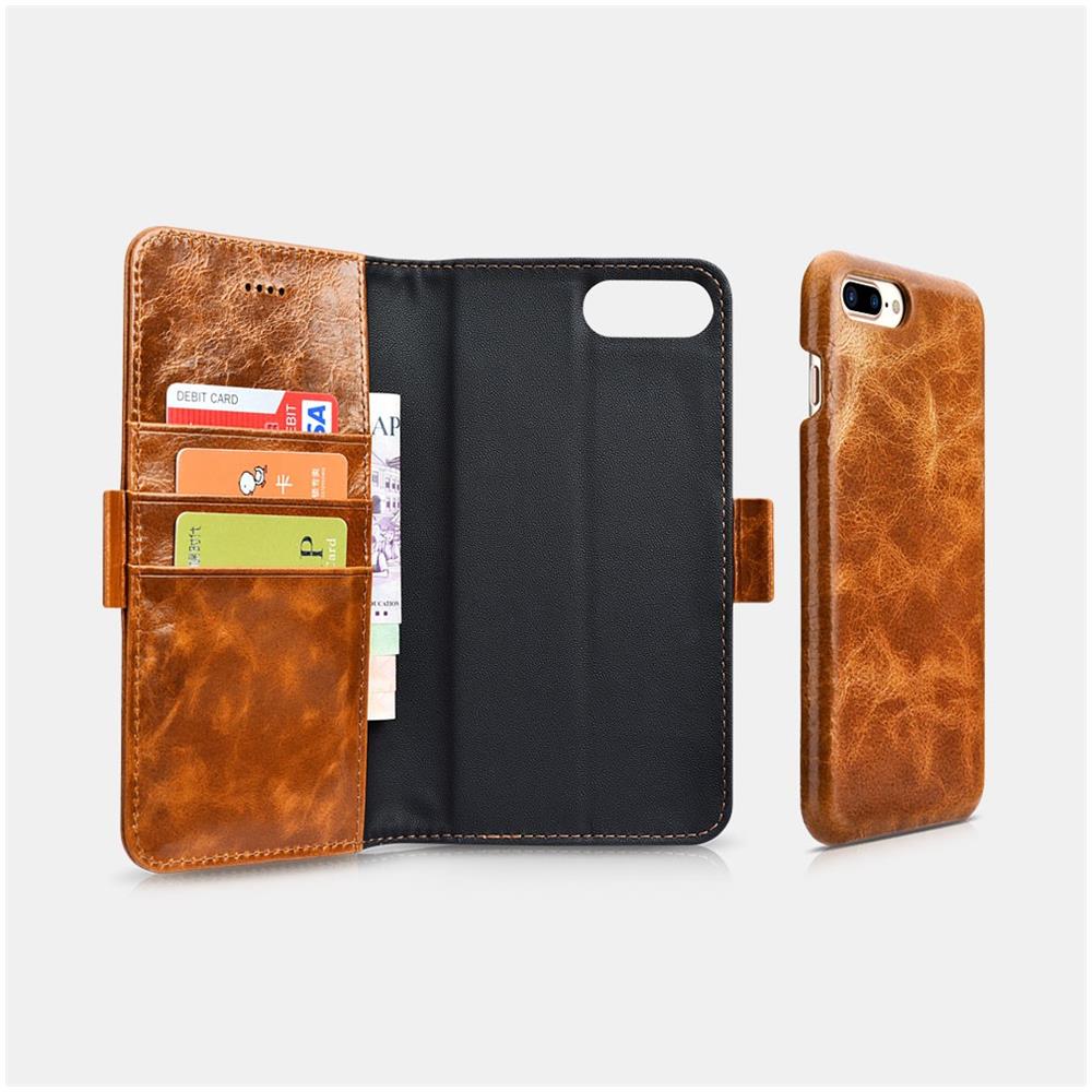 Iphone 7/8 Più Cera Di Petrolio In Pelle Staccabile 2 In 1 Caffè - Foto 3
