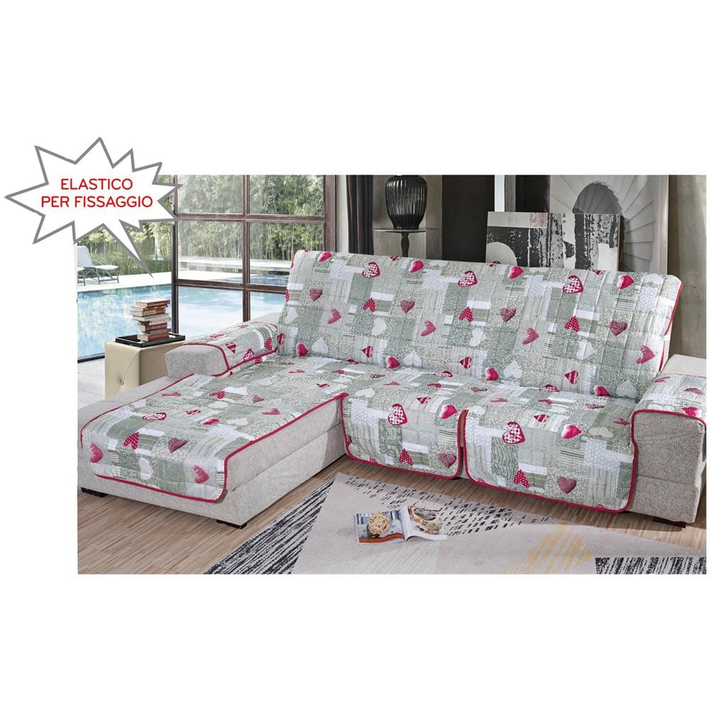 Copridivano Con Penisola Trapuntato Modello Kino Colore Bordeaux 190 Cm Bordeaux - Foto 1