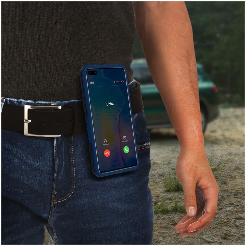 Cover Antiurto Huawei P40 Cavalletto E Clip Da Cintura In Metallo Blu - Foto 2