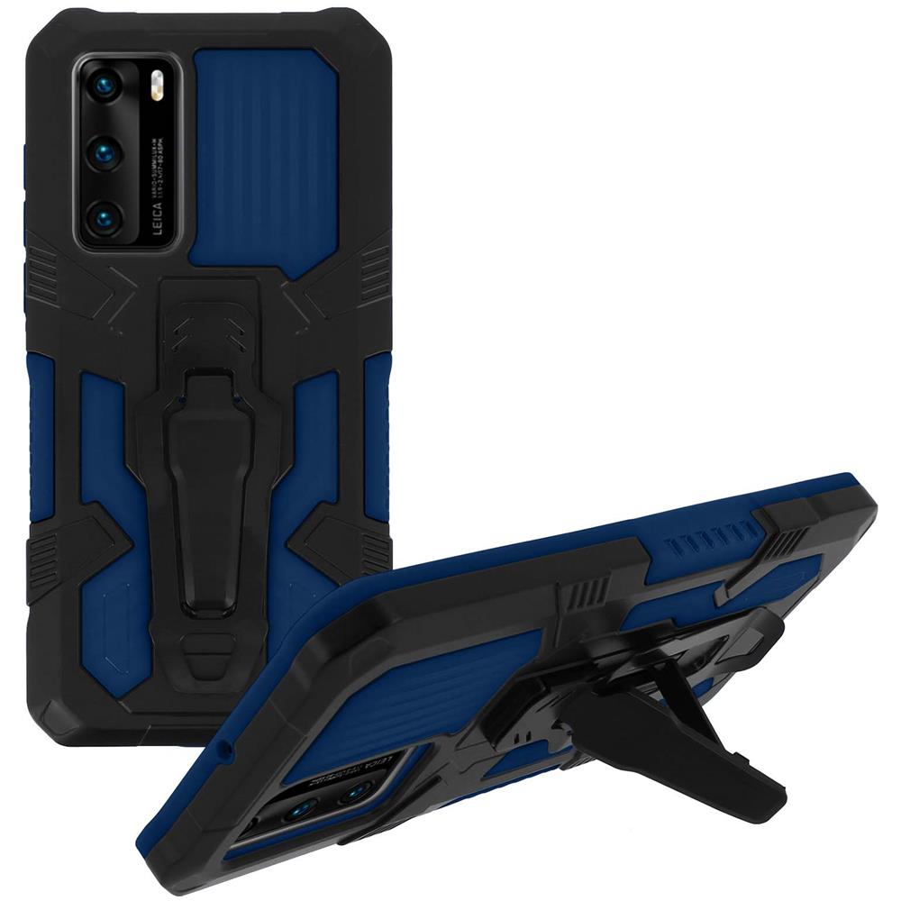 Cover Antiurto Huawei P40 Cavalletto E Clip Da Cintura In Metallo Blu - Foto 5