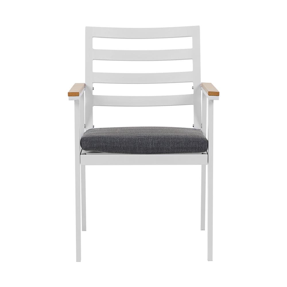 Set Da Pranzo Da Giardino 4 Posti In Alluminio Bianco Con Cuscini Grigi Cavoli - Foto 2