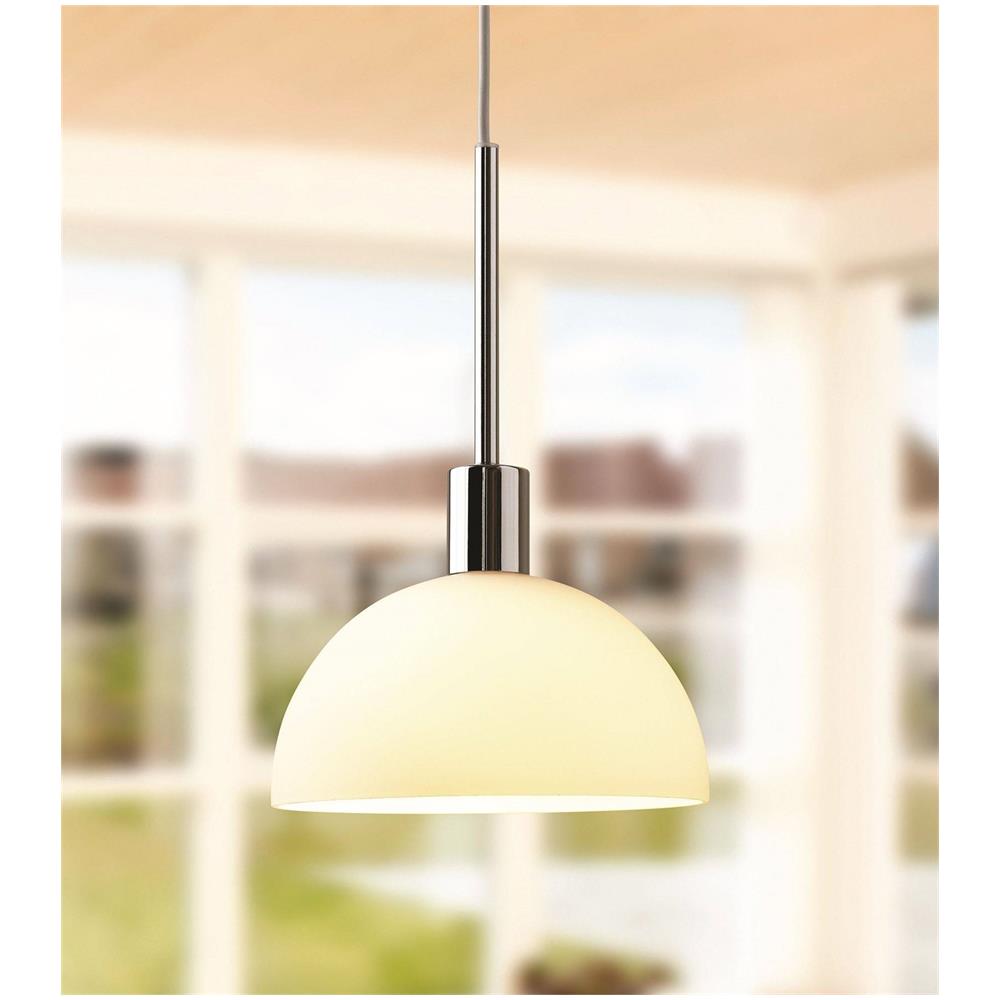 Sospensione A Soffitto A 1 Luce A Cupola Cromata, Vetro Bianco, Attacco E14 - Foto 2