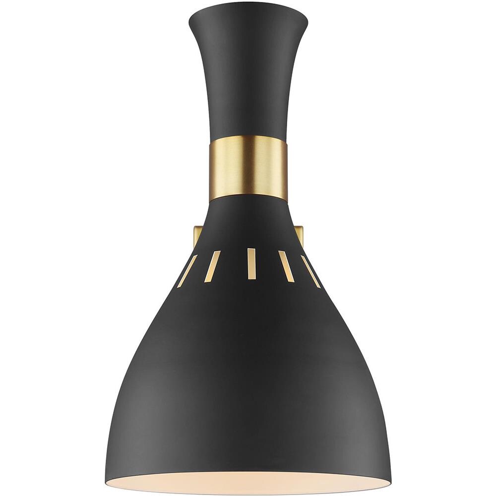 Applique 1 Luce, Nero Midnight, Ottone Brunito, E27 - Foto 1