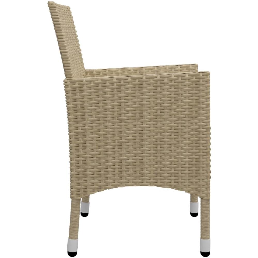 Set Bistrot Da Giardino 3 Pz Polyrattan E Vetro Temperato Beige - Foto 2