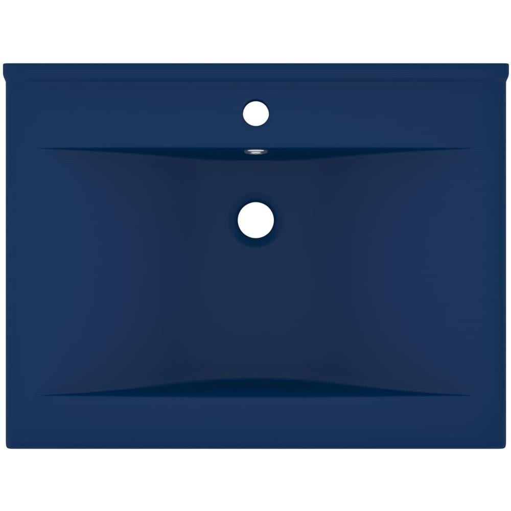Lavandino con Foro Rubinetto Blu Scuro Opaco 60x46 cm in Ceramica - Foto 2
