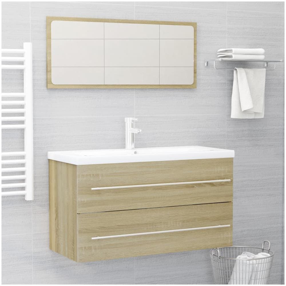 Set Mobili Da Bagno 2 Pz Rovere Sonoma In Truciolato - Foto 1