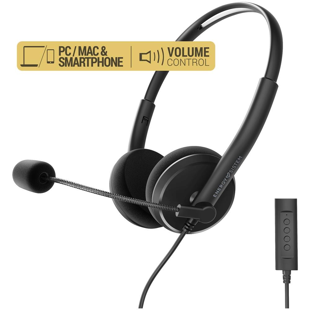 Headset Office 2+ Black (usb, Volume Control, Retractable Mic) - Foto 1