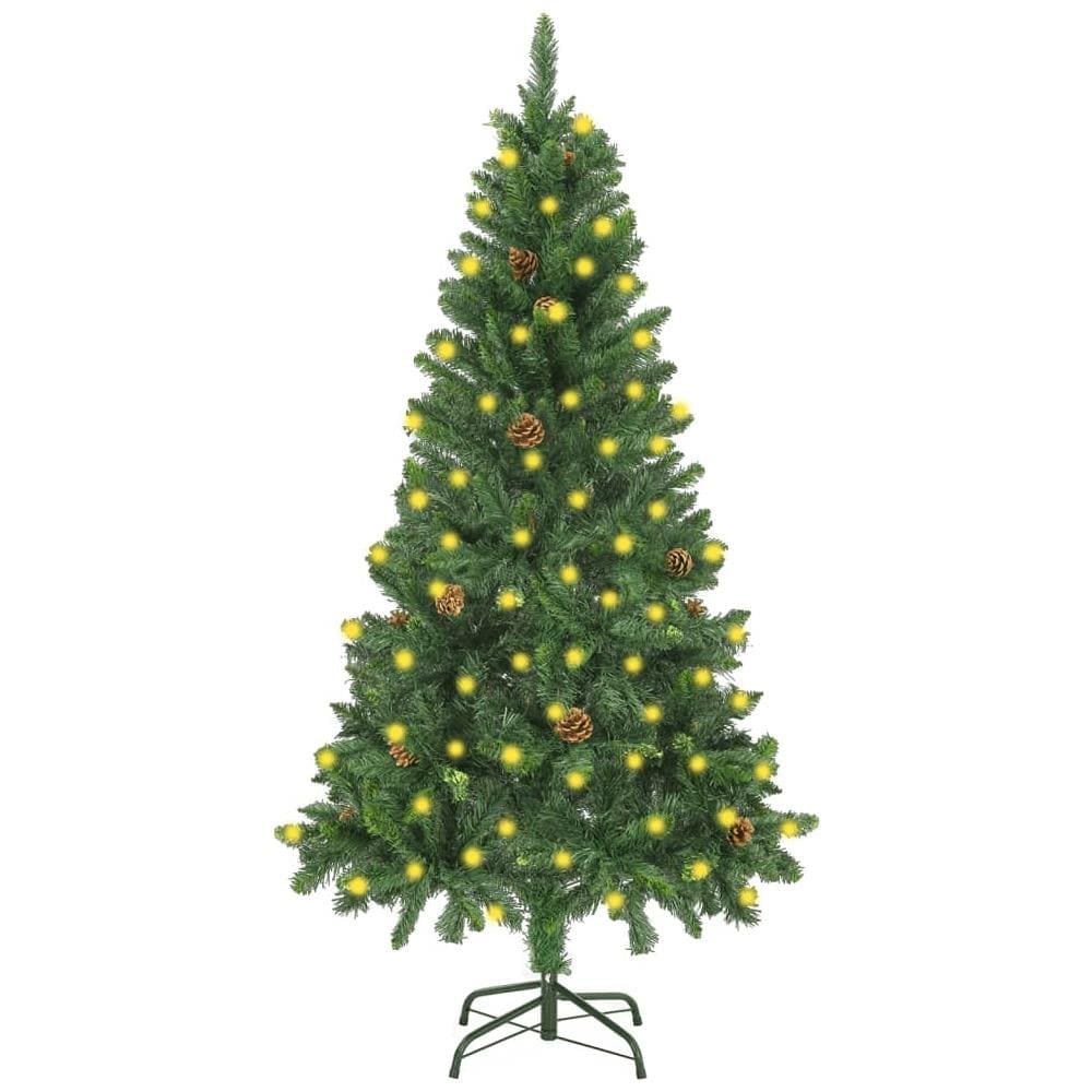 Albero Di Natale Artificiale Con Luci Led E Pigne Verde 150 Cm - Foto 1