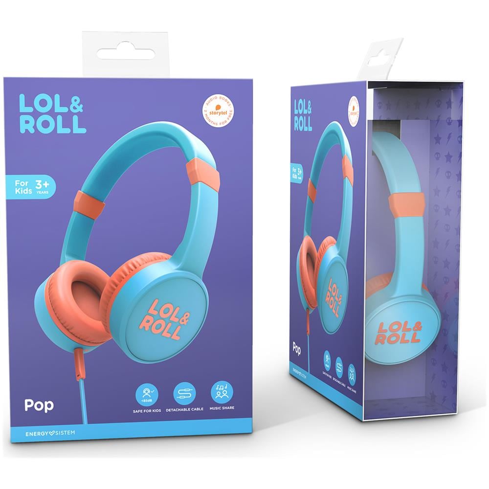 Lol&roll Pop Kids Headphones Blue (music Share, Detachable Cable, <85 Db Volume Limit, Microphone)  - Foto 2