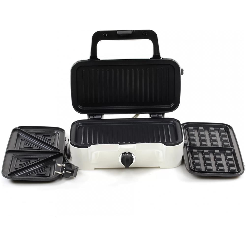 MOP-33M Sandwichtoaster / Wafflemaker / Grill 3 in 1 Potenza 1200 W con Piastre Intercambiabili - Nero - Foto 2