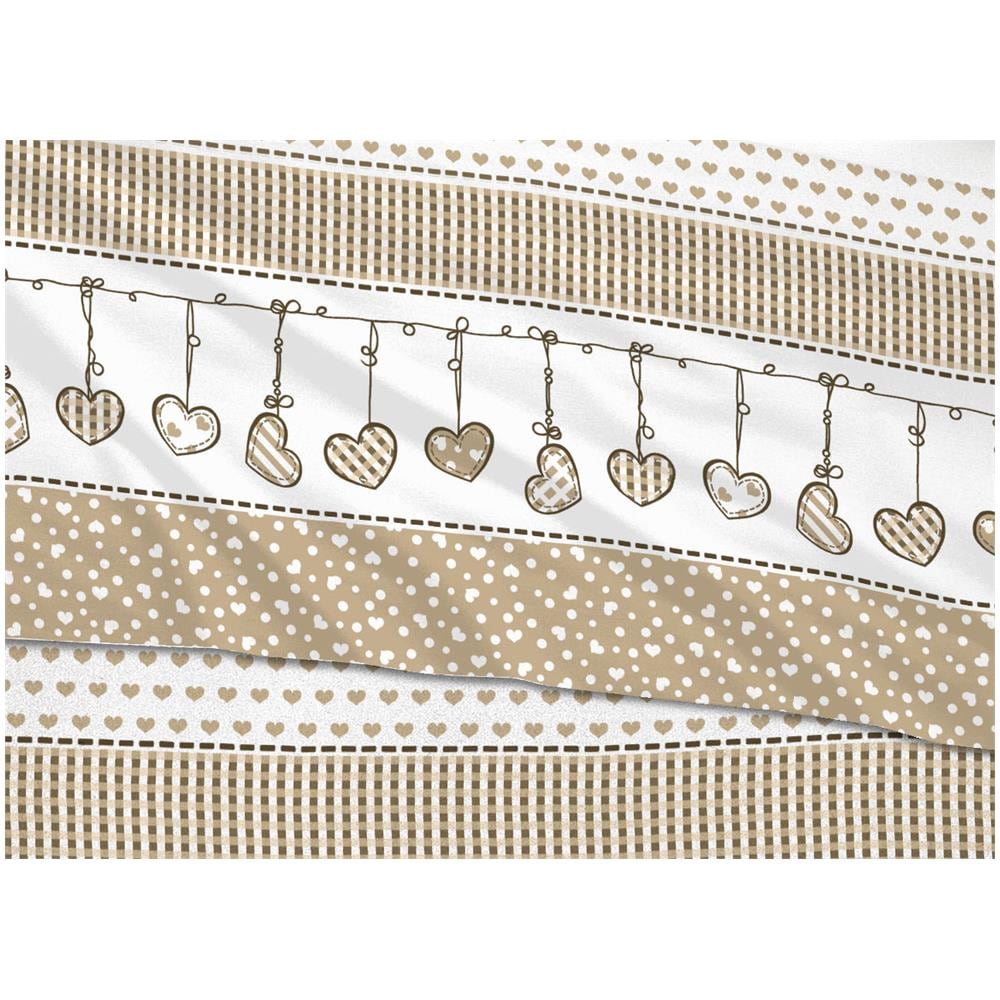 Completo Lenzuola In 100% Cotone Disegni Natalizi Invernali Renne Cuori Ob Matrimoniale Dream Beige - Foto 2
