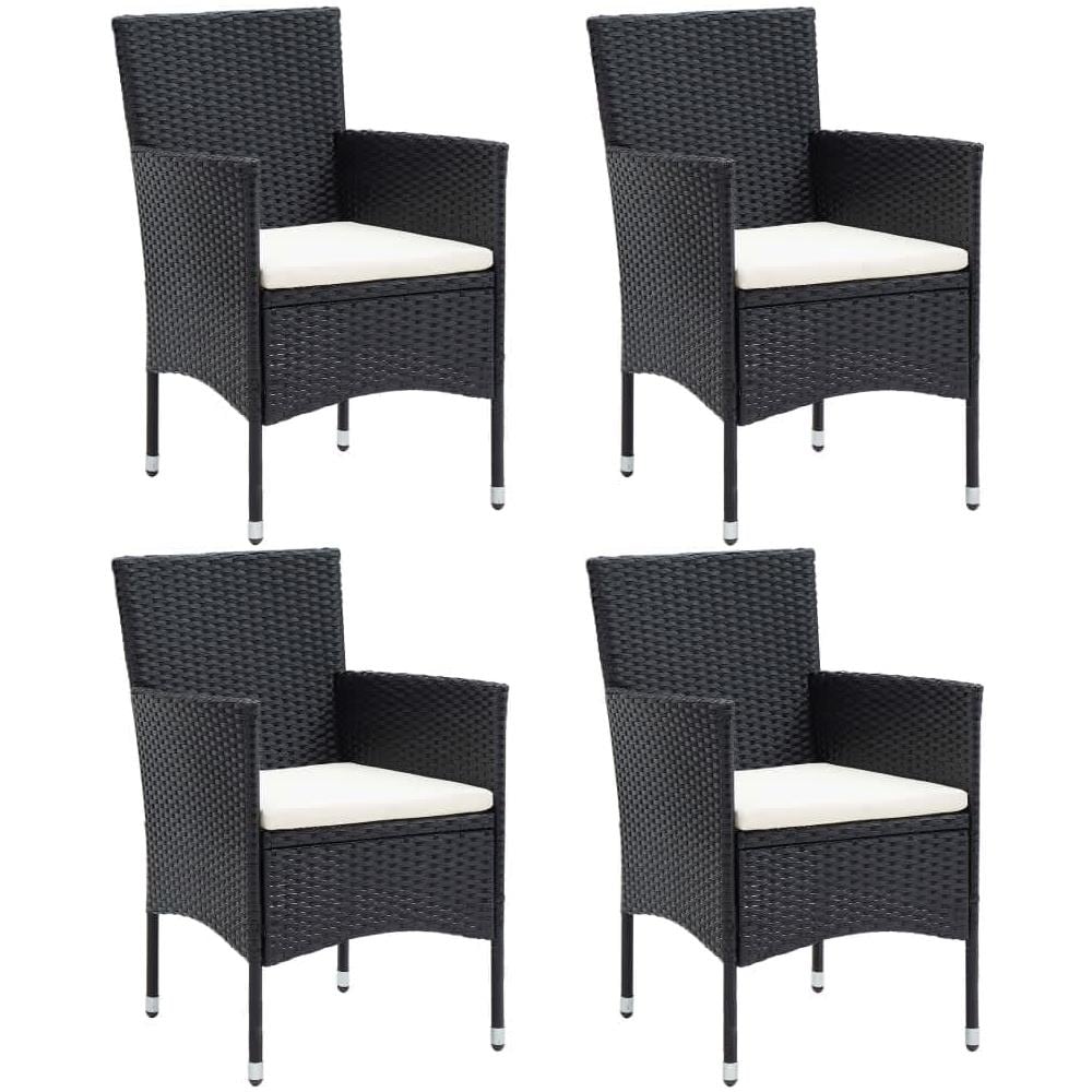 Set Da Pranzo Per Giardino 5 Pz Con Cuscini In Polyrattan Nero - Foto 3
