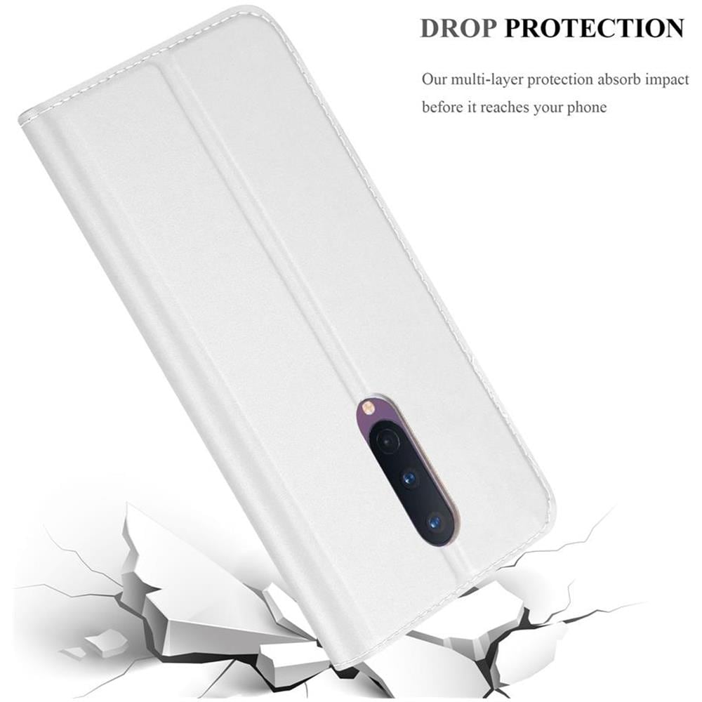 Custodia Compatibile Con Oneplus 8 In Classy Argento - Coperchio Protettiva Con Chiusura Magnetica, Funzione Stand E Tasca Per Le Carte - Foto 8
