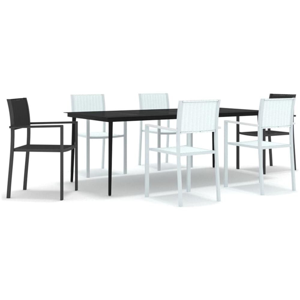 Set Mobili Da Pranzo Da Giardino 7 Pz Bianco E Nero - Foto 2