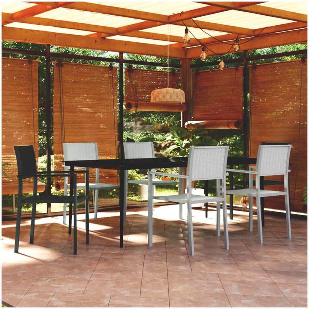 Set Mobili Da Pranzo Da Giardino 7 Pz Bianco E Nero - Foto 1