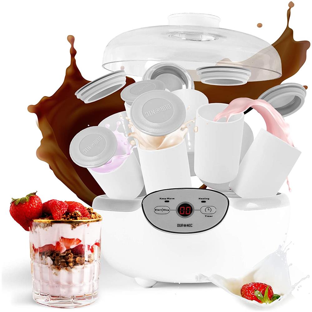 Ym2 Yogurtiera Elettrica Automatica - 8 Vasetti In Ceramica Da 125 Ml - Macchina Per Yogurt Con Display Digitale Timer Impostabile - Ideale Per Preparare Yogurt Fatti In Casa - Foto 1