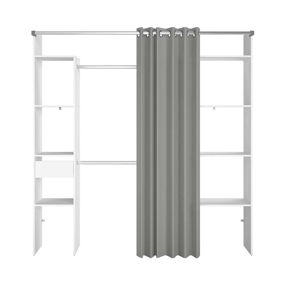 Elysee Armadio A Vista, Tenda, 2 Barre Appendiabiti, 6 Ripiani, 1 Cassetto - Foto 2