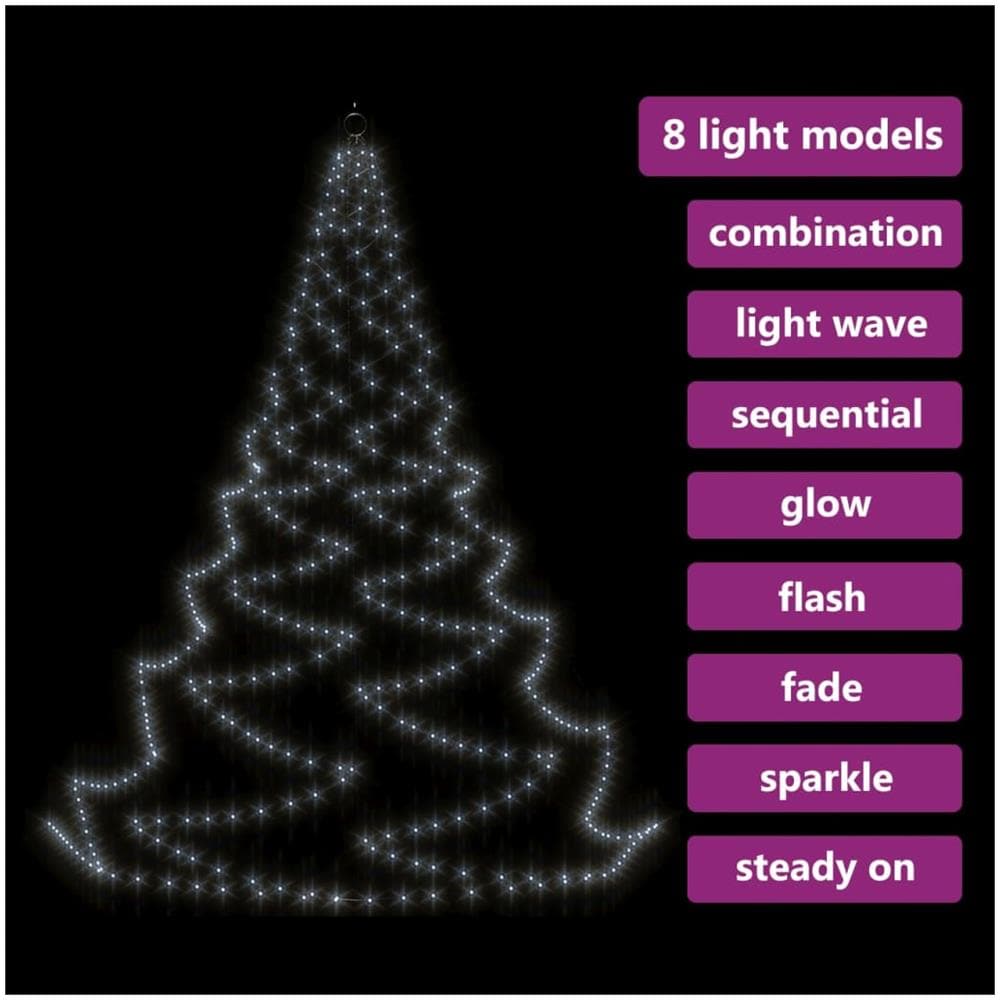 Albero Da Parete Con Gancio Metallico 260 Led Bianco Freddo 3 M - Foto 6