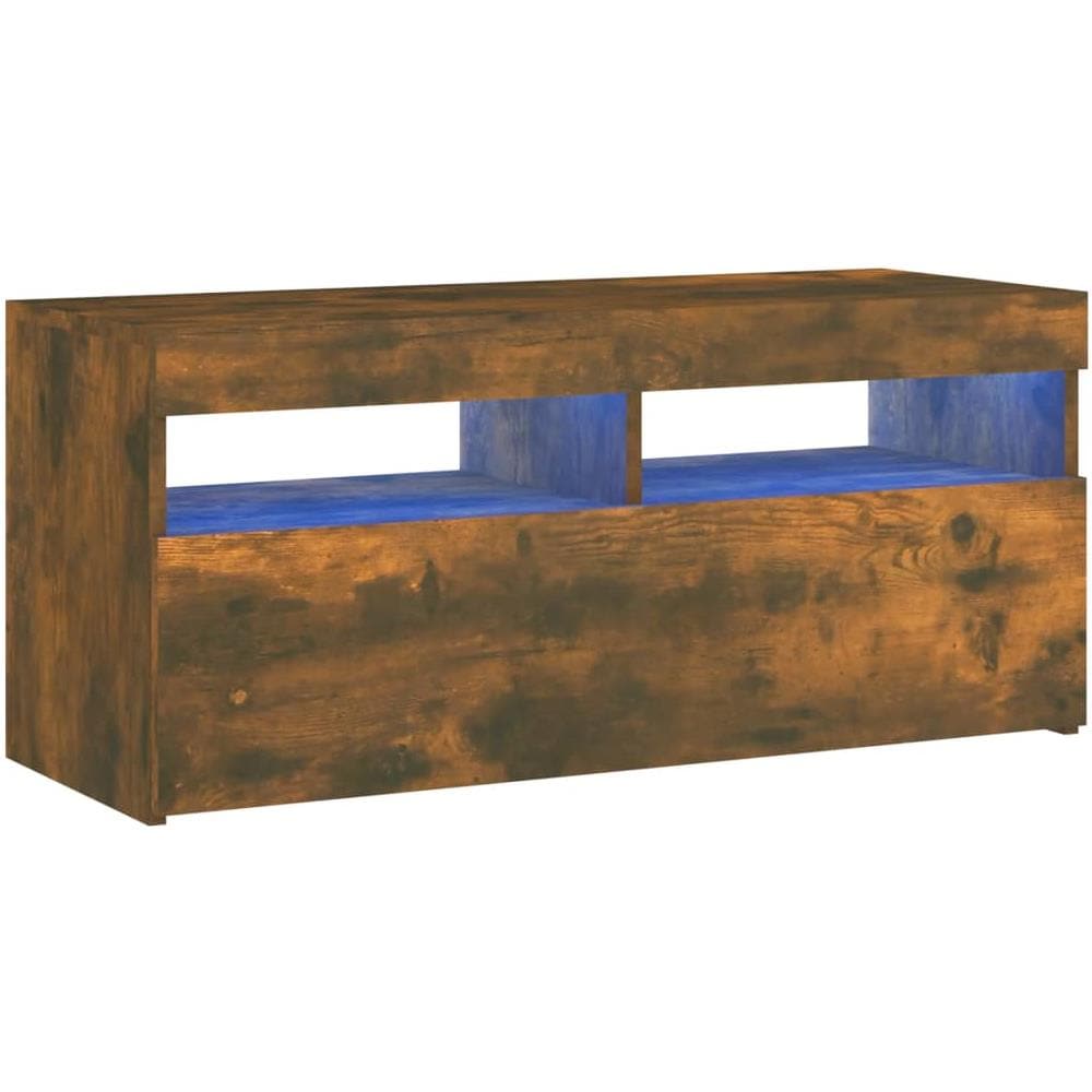 Mobile Porta Tv Con Luci Led Rovere Fumo 90x35x40 Cm - Foto 2