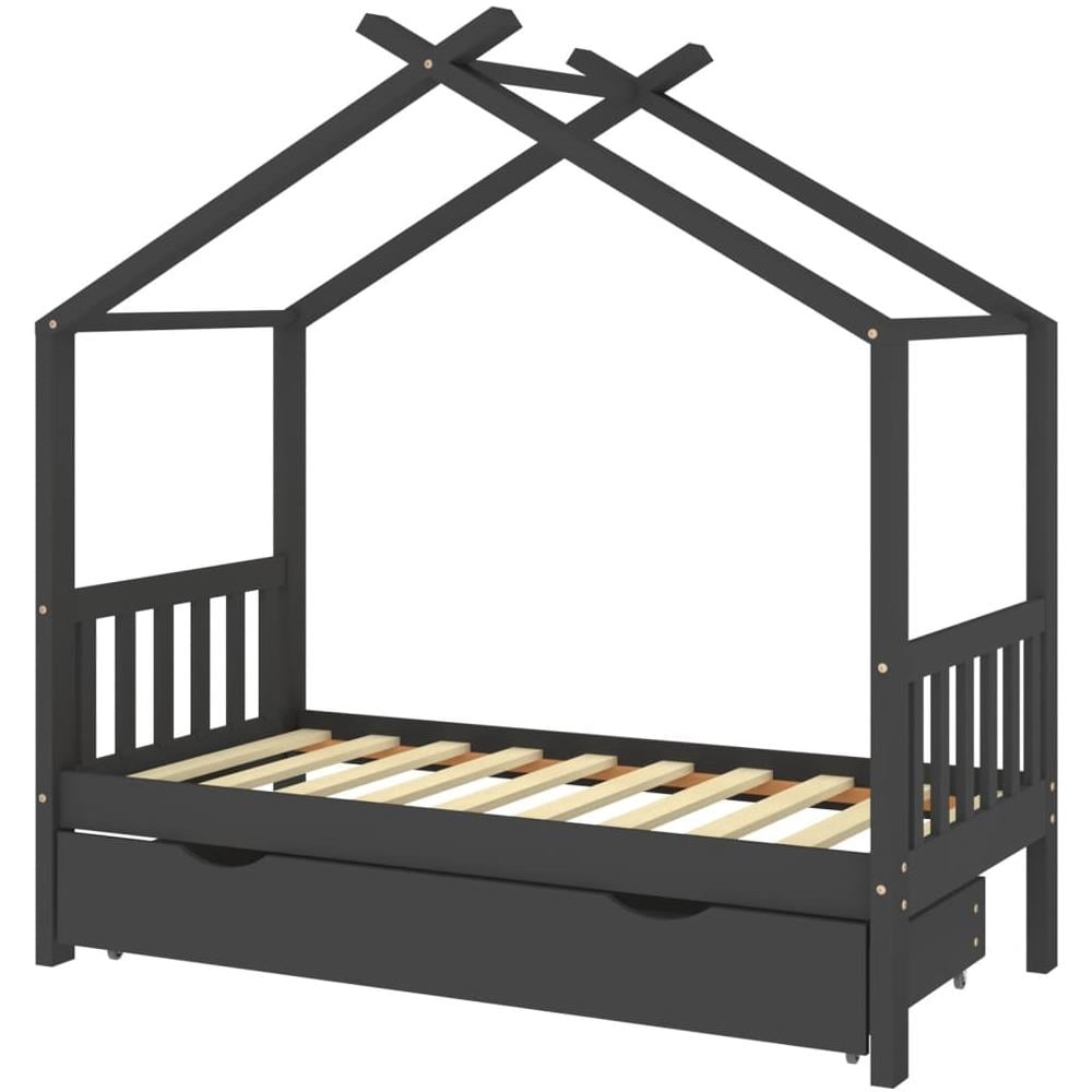 Giroletto Bambini Cassetto Grigio Scuro Pino Massello 80x160cm - Foto 1