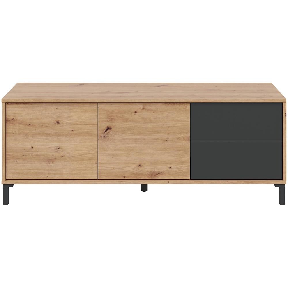 Credenza Arecibo, Madia Moderna A 2 Ante, Buffet Da Soggiorno, Mobile Porta Tv, Madia Con Piedini Per Salotto, 130x41h47 Cm, Rovere Nodi E Antracite - Foto 2