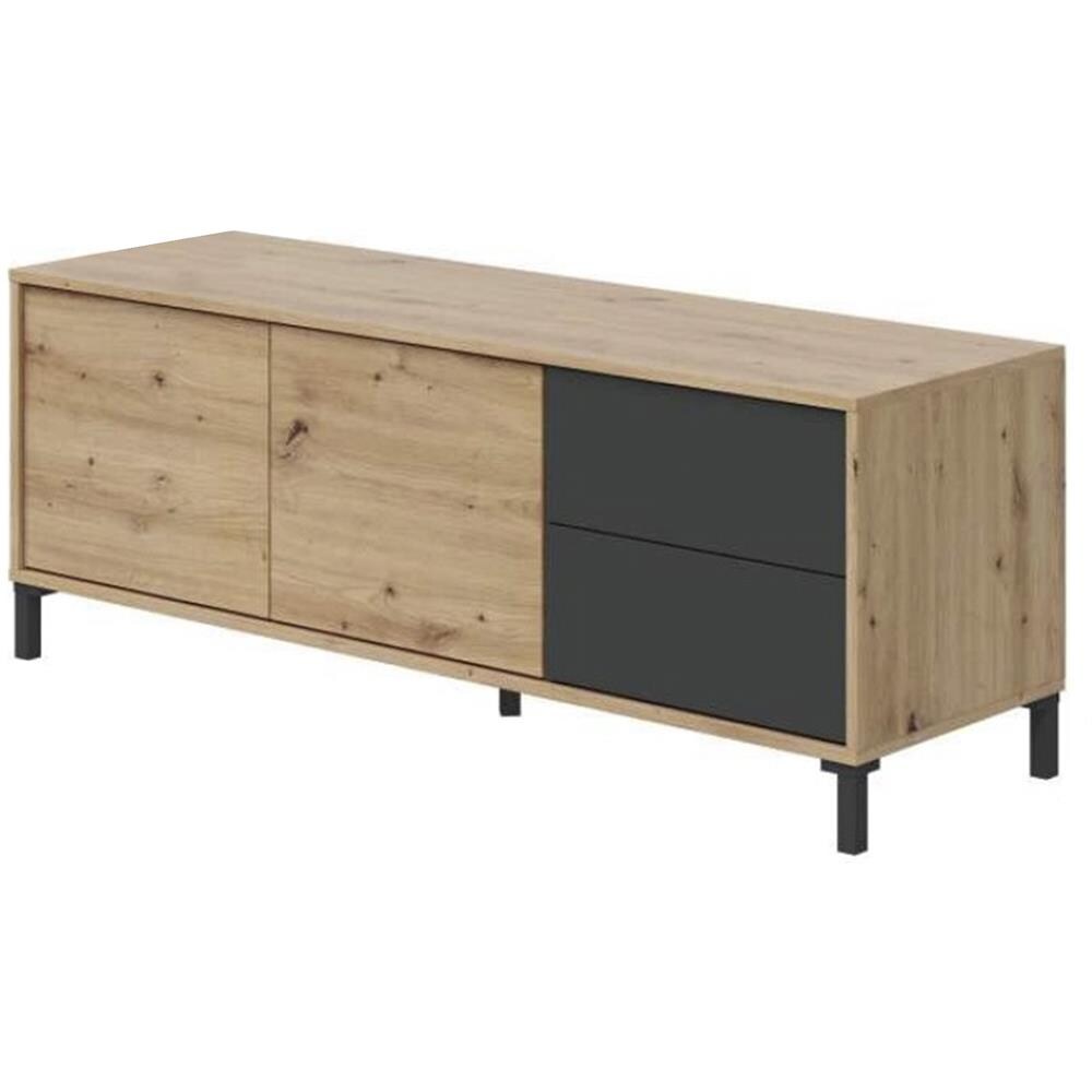 Credenza Arecibo, Madia Moderna A 2 Ante, Buffet Da Soggiorno, Mobile Porta Tv, Madia Con Piedini Per Salotto, 130x41h47 Cm, Rovere Nodi E Antracite - Foto 4