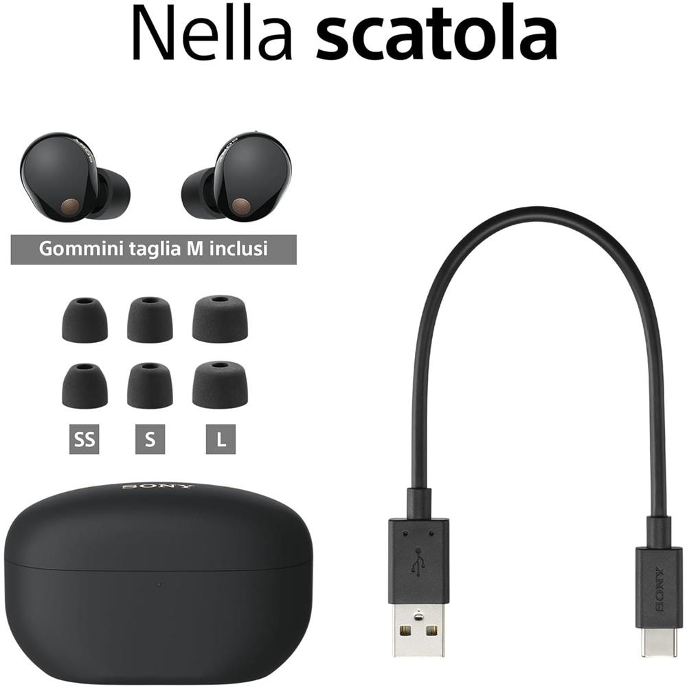 WF-1000XM5 Auricolari Wireless Bluetooth 5.3 con Noise Cancelling Colore Nero - Foto 7