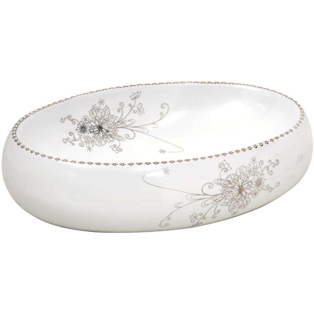 Lavabo Da Appoggio Bianco Ovale 59x40x15 Cm Ceramica - Foto 2