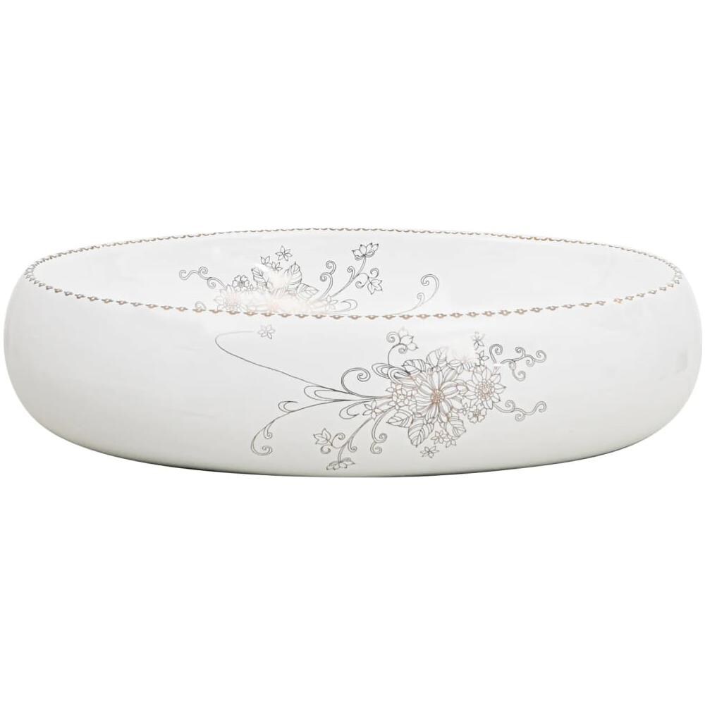 Lavabo Da Appoggio Bianco Ovale 59x40x15 Cm Ceramica - Foto 3