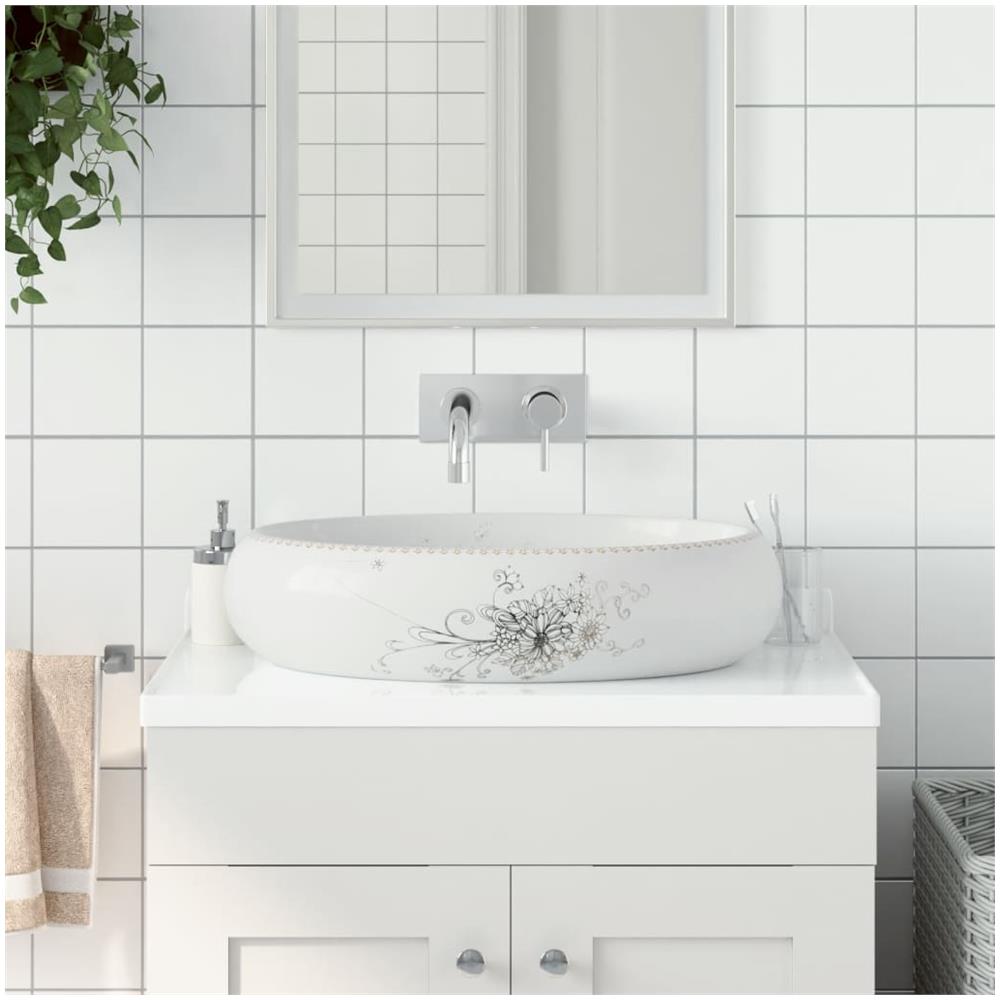Lavabo Da Appoggio Bianco Ovale 59x40x15 Cm Ceramica - Foto 1