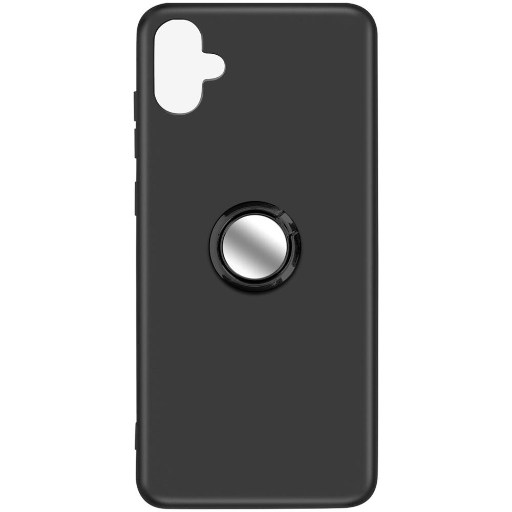 Cover Per Samsung A05 Silicone Flessibile Anello Cromato Ring Collection Nera - Foto 1