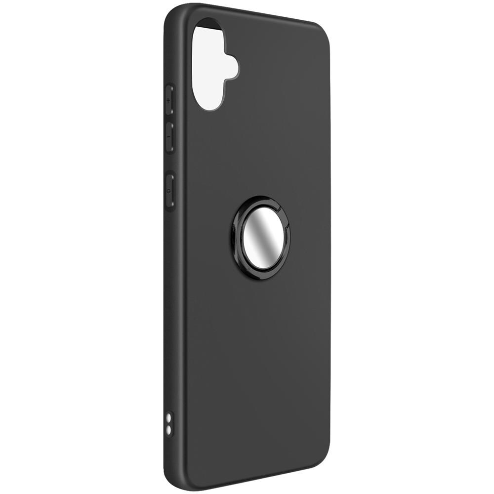 Cover Per Samsung A05 Silicone Flessibile Anello Cromato Ring Collection Nera - Foto 5