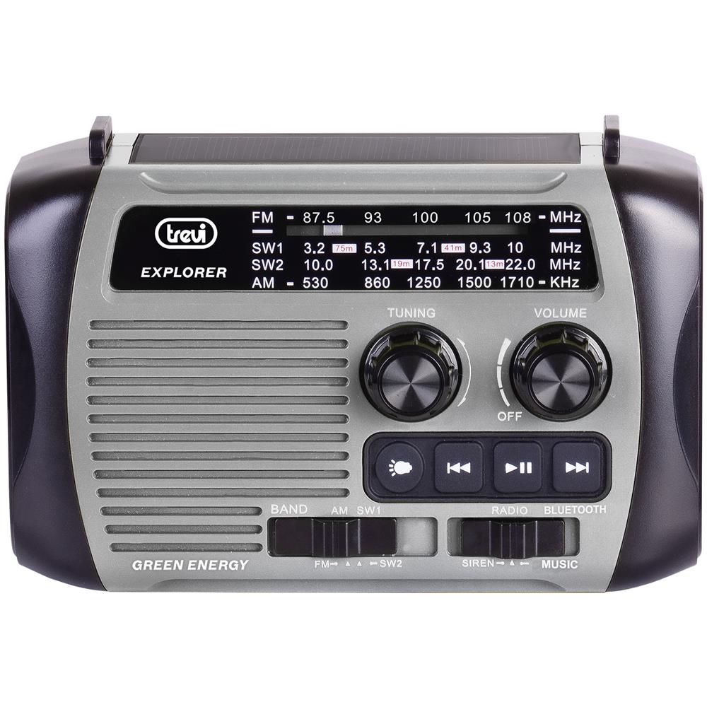 RADIO PORTATILE DINAMO E SOLARE USB MICRO SD WIRELESS E POWERBANK RA 7F30 BT GRIGIO - Foto 2