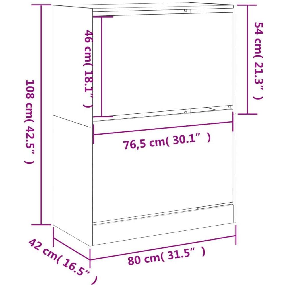 Scarpiera con 2 Cassetti Ribaltabili Rovere Fumo 80x42x108 cm - Foto 10