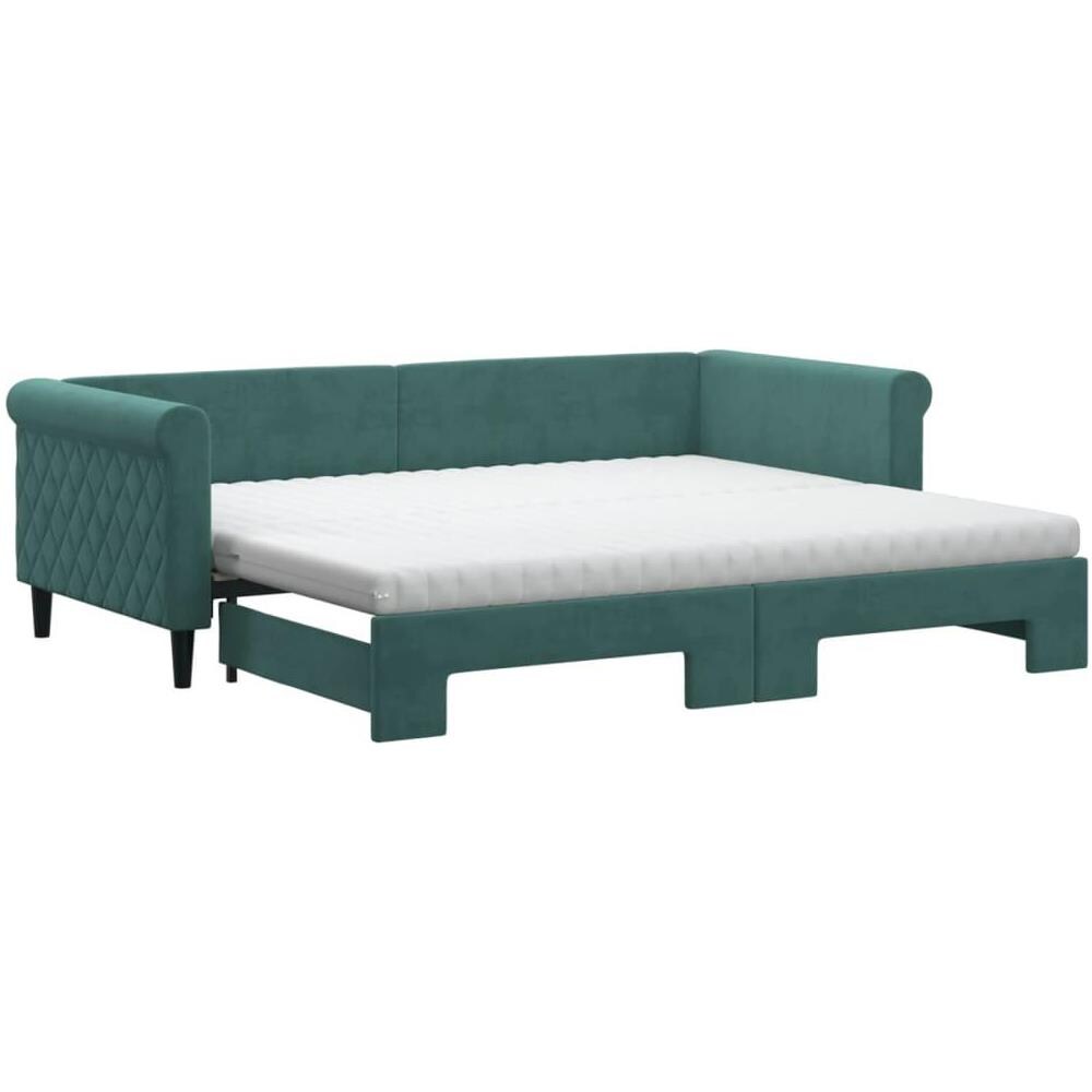 Divano Letto Estraibile Materassi Verde Scuro 90x200 Velluto - Foto 1