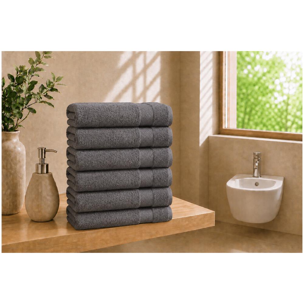 Set 6 Asciugamani Ospite 40x60 cm - Excalibur (Grigio Scuro) - Foto 1