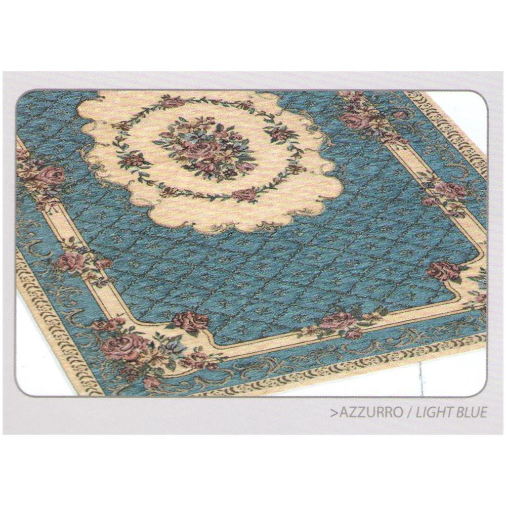 Tappeto Velour Antiscivolo Modello Bouquet By Suardi 65x110(2 tappeti) Azzurro - Foto 1