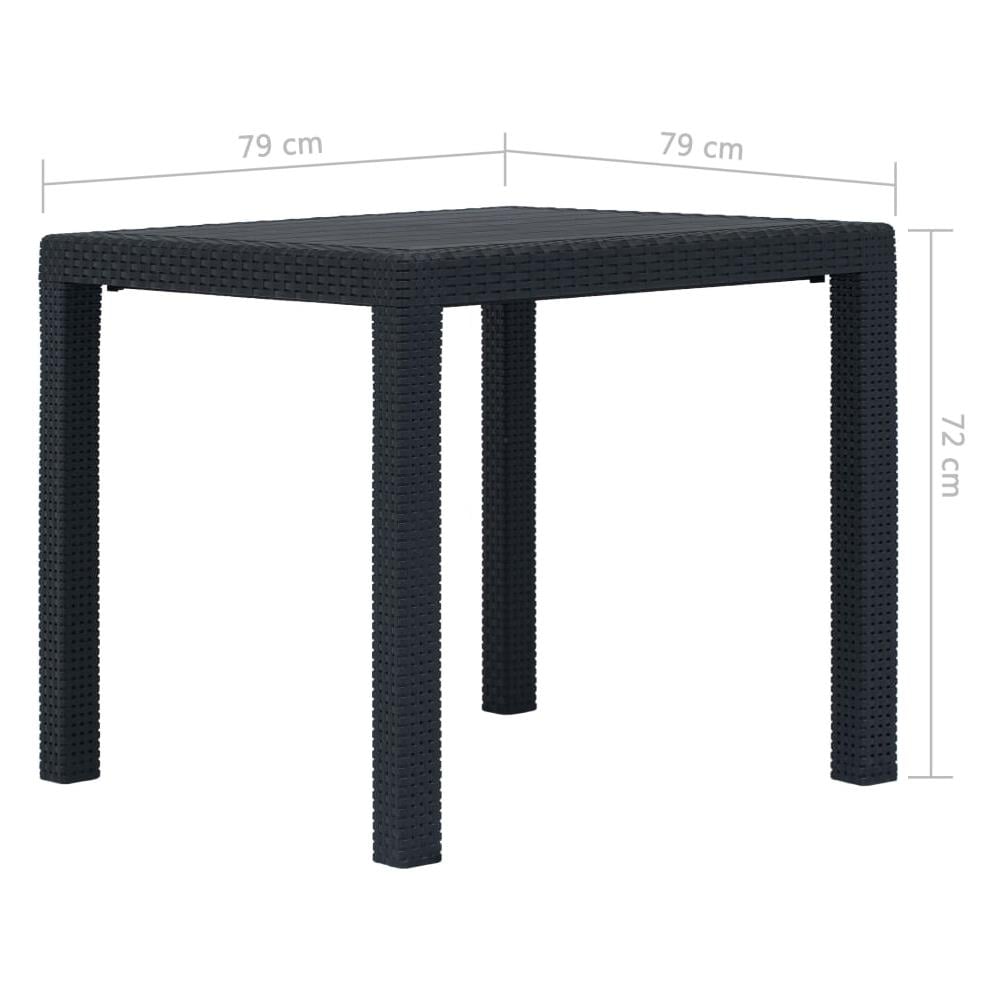 Tavolo Da Giardino Antracite 79x79x72 Cm Plastica Stile Rattan - Foto 4