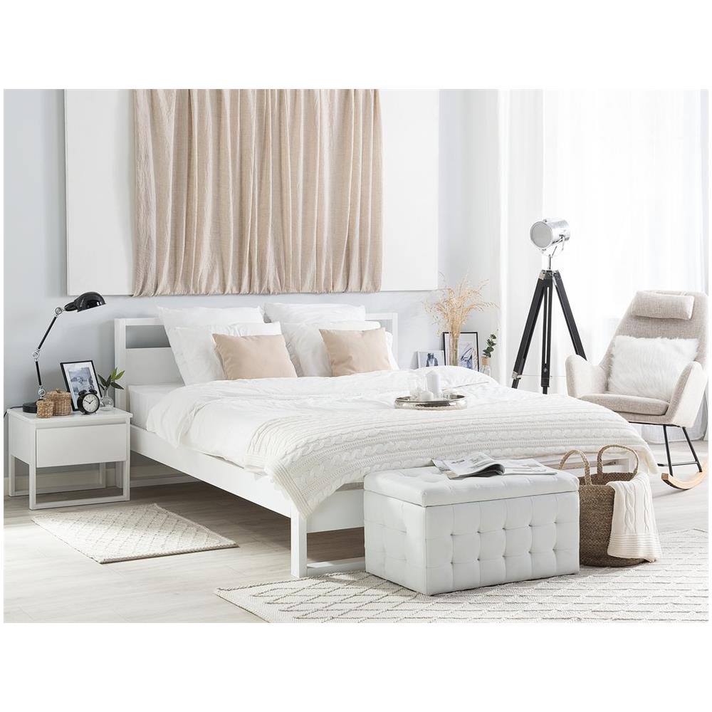 Letto In Legno Con Rete A Doghe Bianca 180 X 200 Cm Giulia - Foto 1