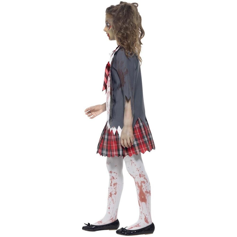Costume Da Studentessa Zombie Bambina Halloween - Taglia: 10 - 12 Anni (145/158 Cm)  - Foto 2