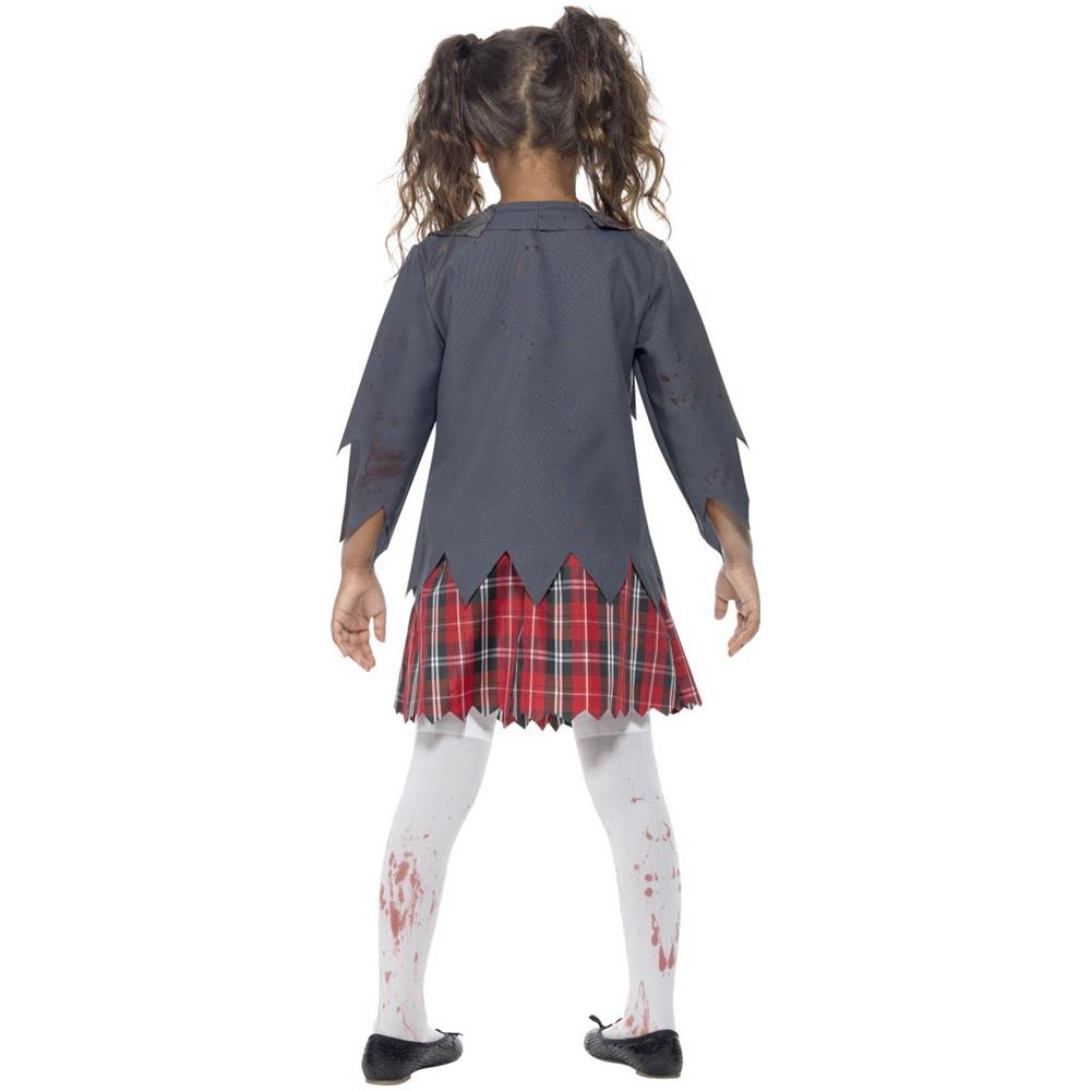 Costume Da Studentessa Zombie Bambina Halloween - Taglia: 10 - 12 Anni (145/158 Cm)  - Foto 3