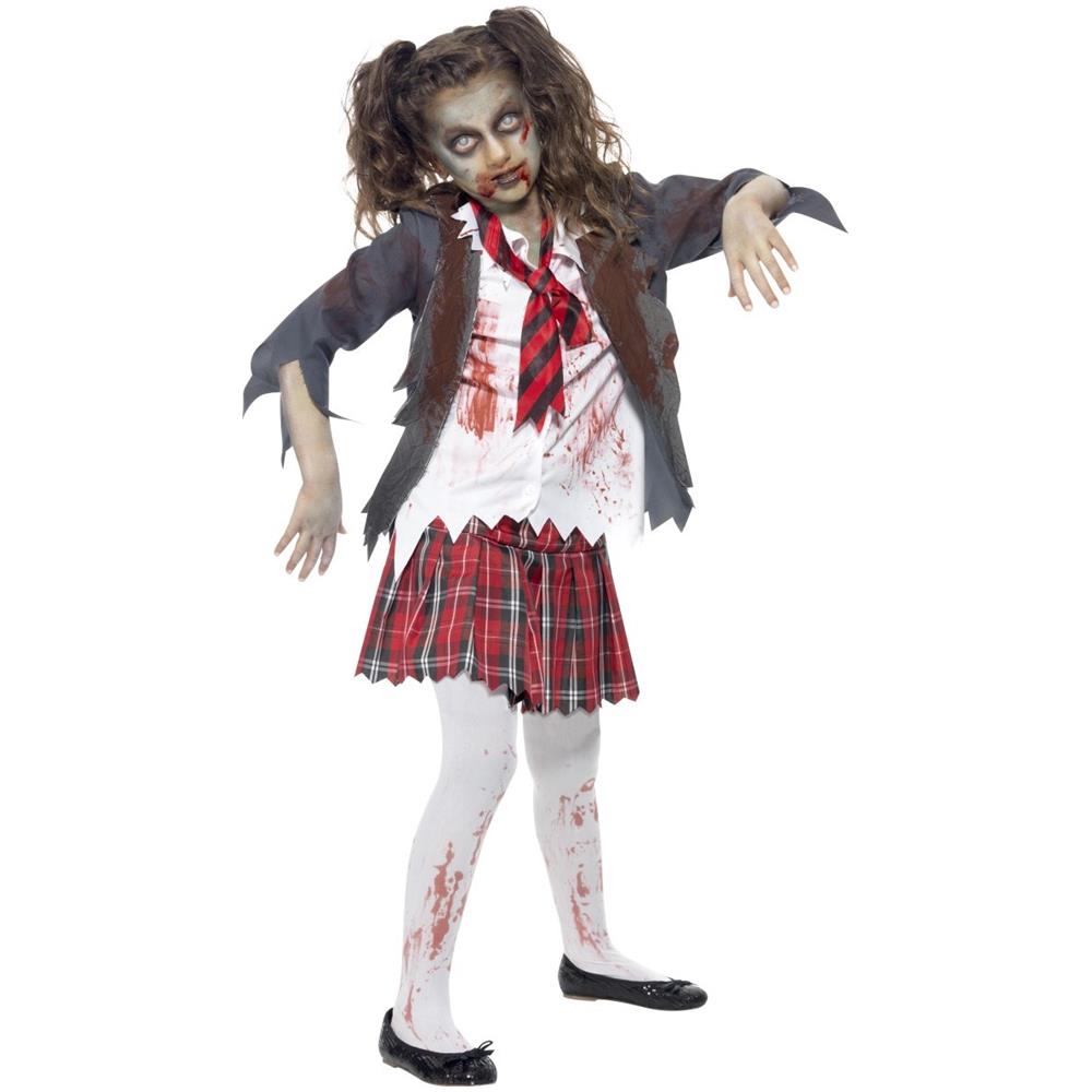 Costume Da Studentessa Zombie Bambina Halloween - Taglia: 10 - 12 Anni (145/158 Cm)  - Foto 1
