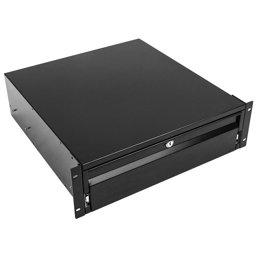 Cassetto Per Server Rack 19" 3U - Kwmobile | Ripiano Estraibile Con Chiave, Nero - 35x48.2x13.3 Cm - Foto 3