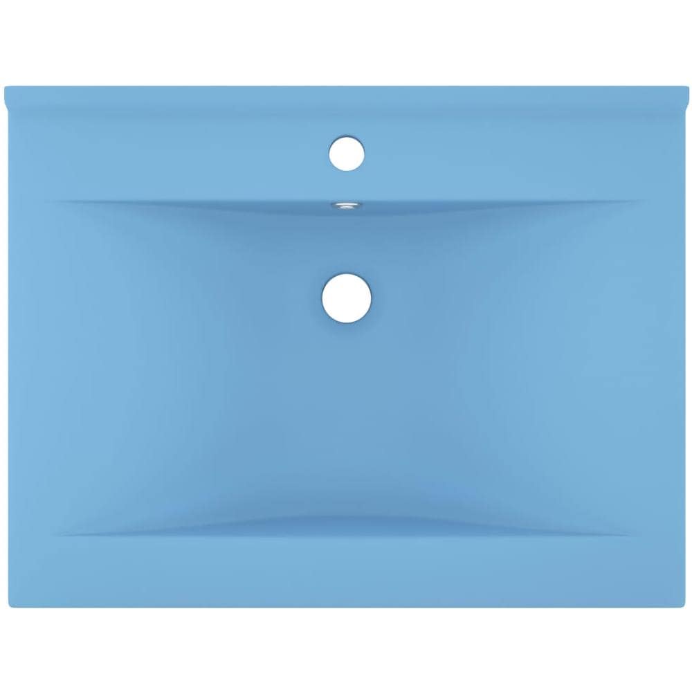 Lavandino con Foro Rubinetto Azzurro Opaco 60x46 cm in Ceramica - Foto 2