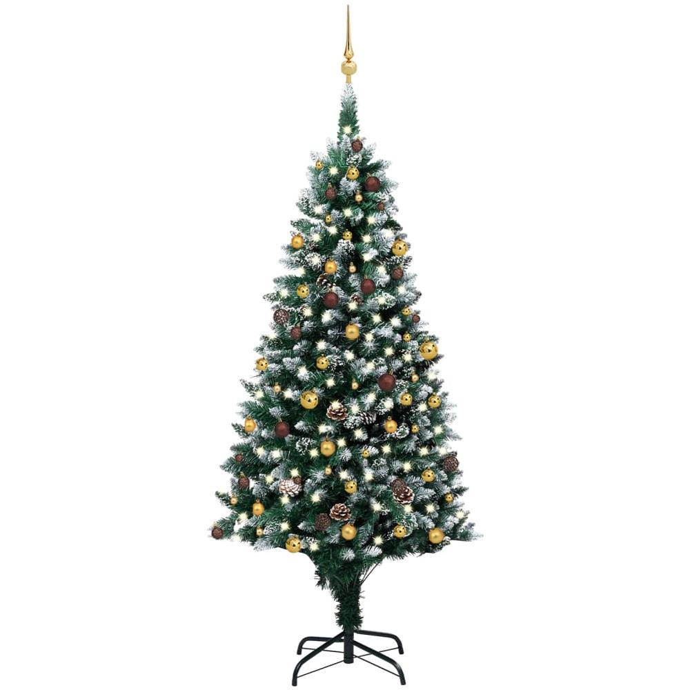 Set Albero Natale Artificiale con LED Palline e Pigne 240 cm - Foto 1