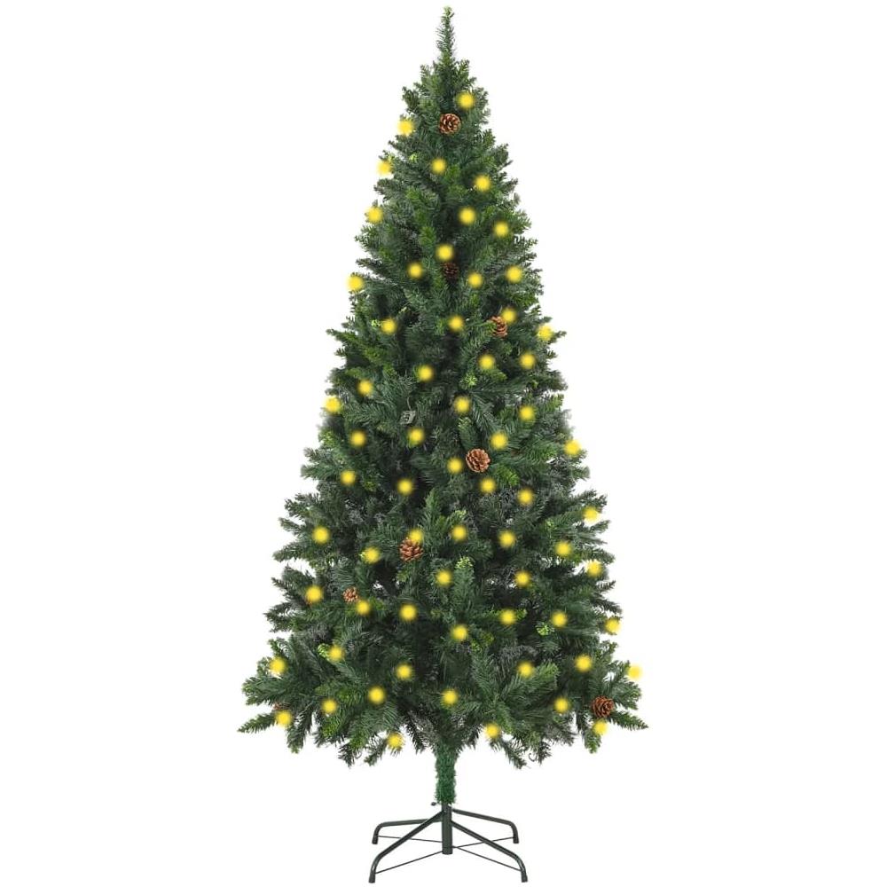 Albero Di Natale Artificiale Con Luci A Led E Pigne Verde 180cm - Foto 1