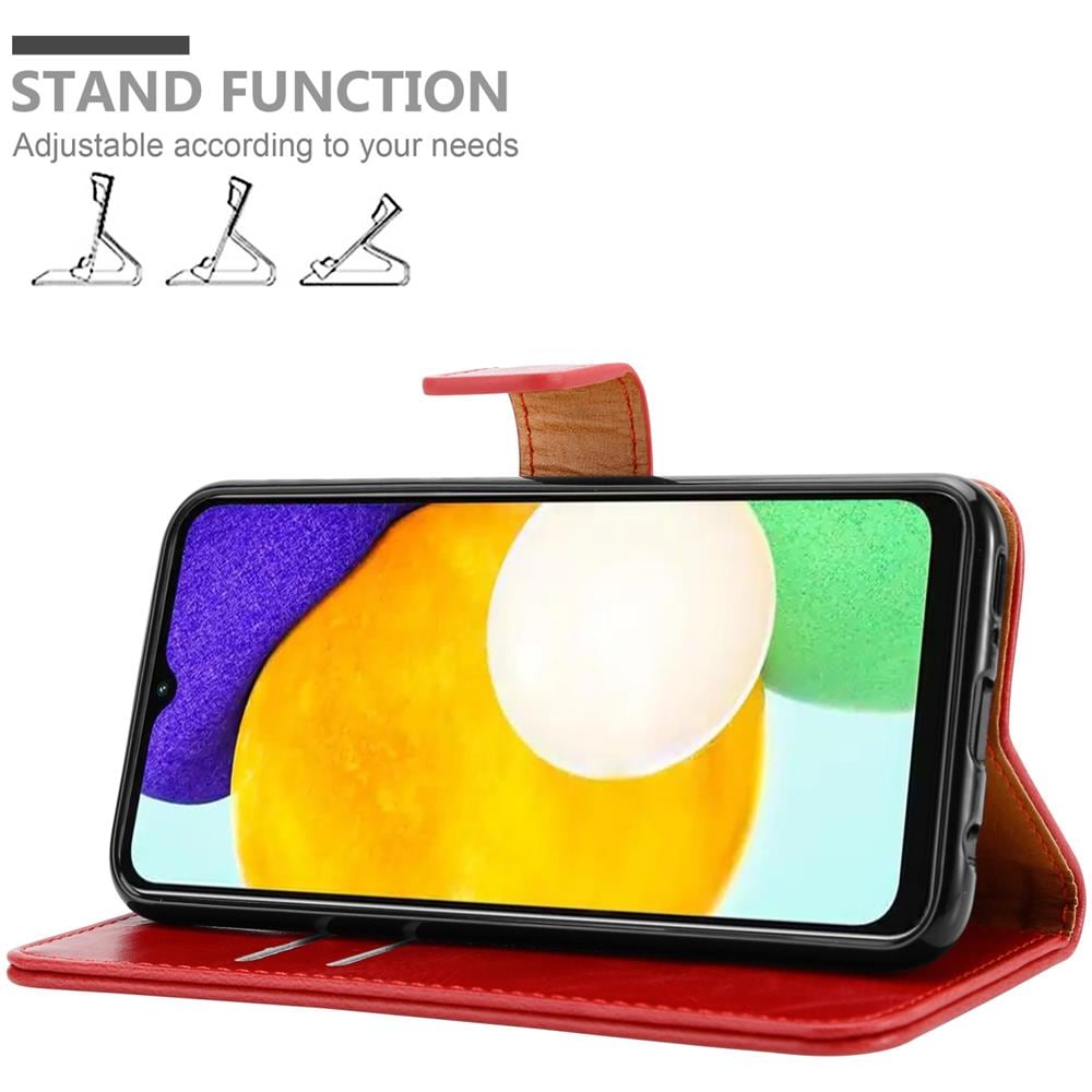 Custodia Compatibile Con Samsung Galaxy A13 5g In Rosso Vinaccia - Coperchio Protettiva Con Chiusura Magnetica, Funzione Stand E Tasca Per Le Carte - Foto 2